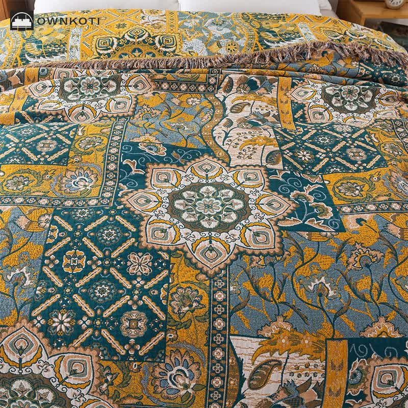 Morocco Cotton Gauze Reversible Tassel Quilt