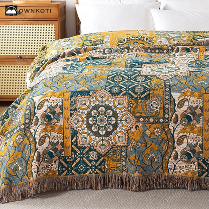 Morocco Cotton Gauze Reversible Tassel Quilt