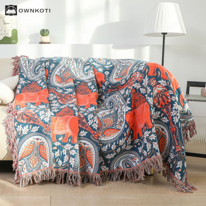 Paisley Elephant Tassel Lightweight Cotton Quilt