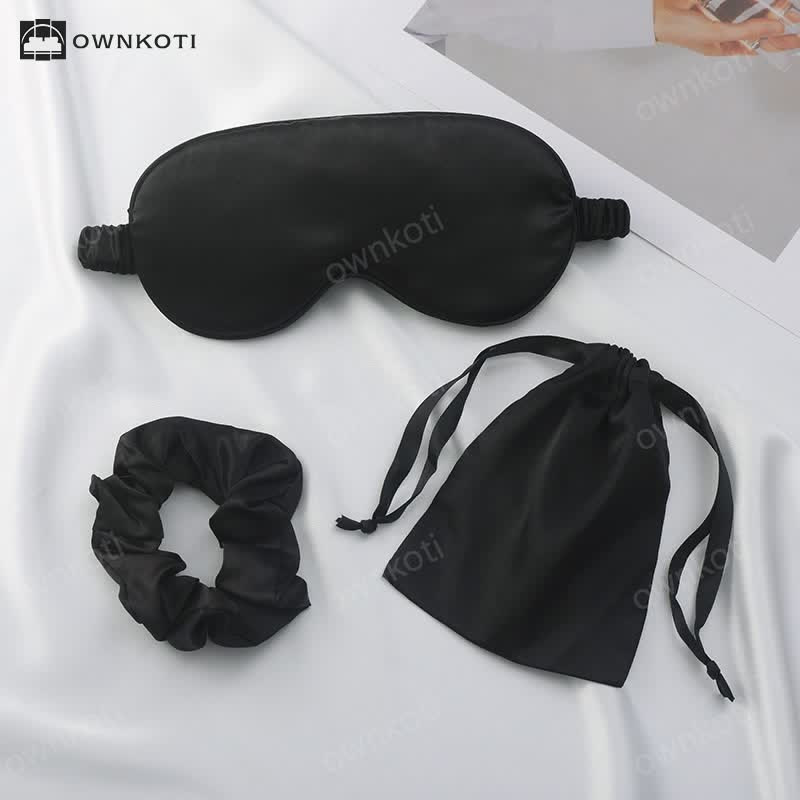 Sleep Eye Mask Scrunchie Drawstring Pouch Set