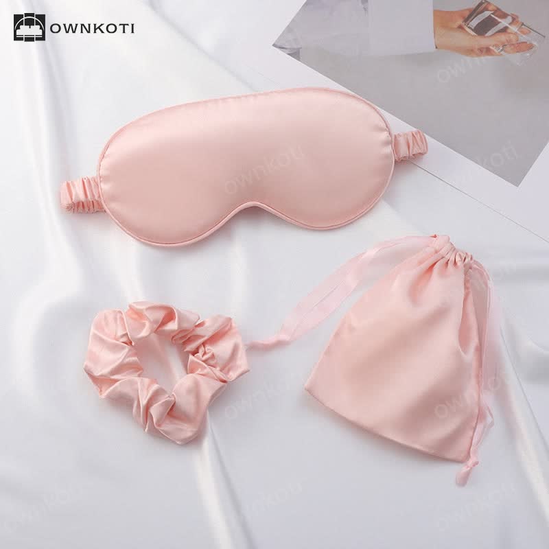 Sleep Eye Mask Scrunchie Drawstring Pouch Set