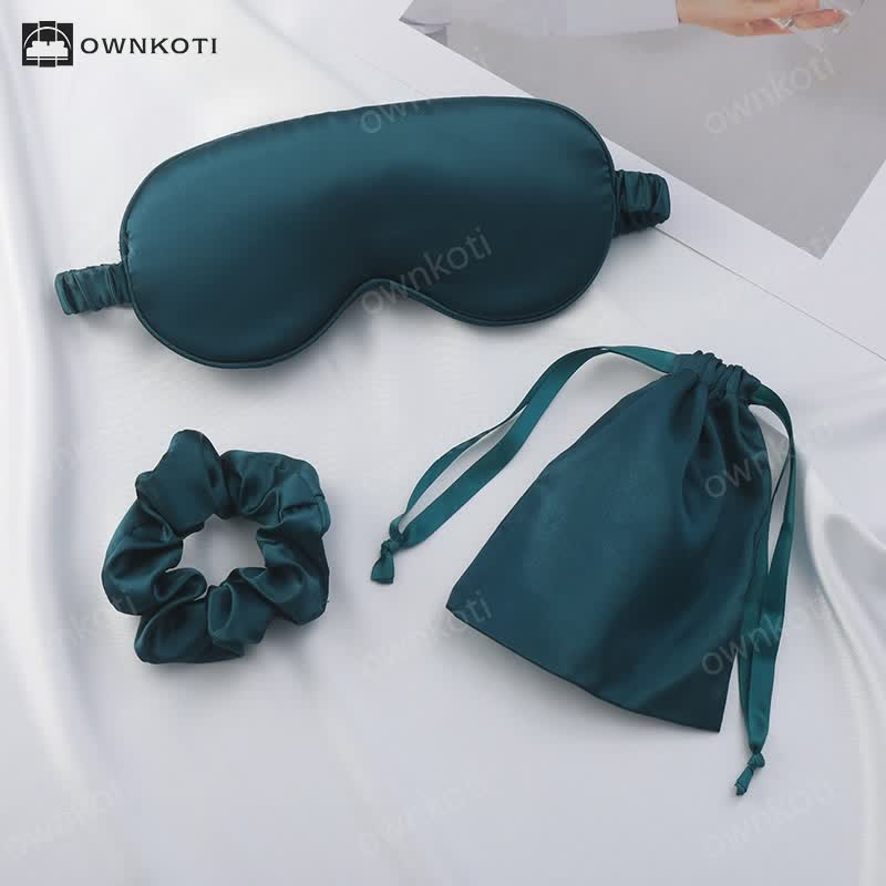 Sleep Eye Mask Scrunchie Drawstring Pouch Set