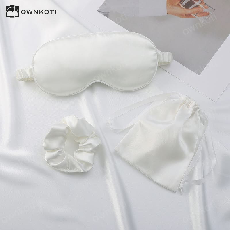 Sleep Eye Mask Scrunchie Drawstring Pouch Set