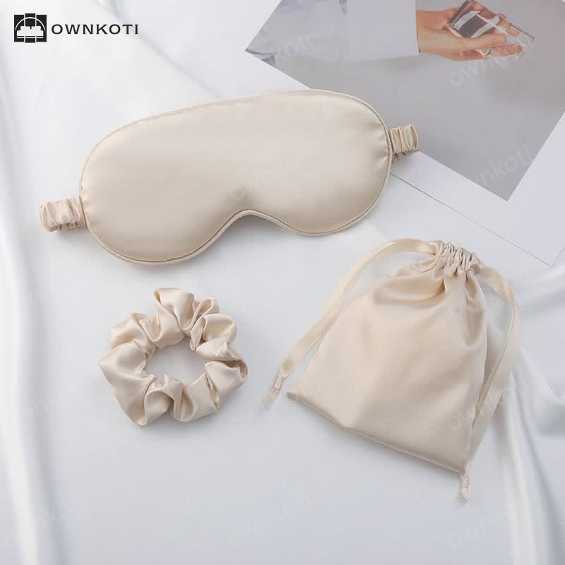 Sleep Eye Mask Scrunchie Drawstring Pouch Set