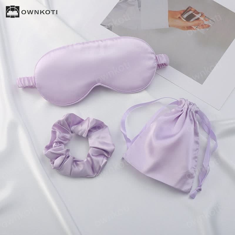 Sleep Eye Mask Scrunchie Drawstring Pouch Set