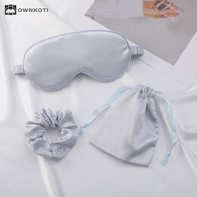 Sleep Eye Mask Scrunchie Drawstring Pouch Set