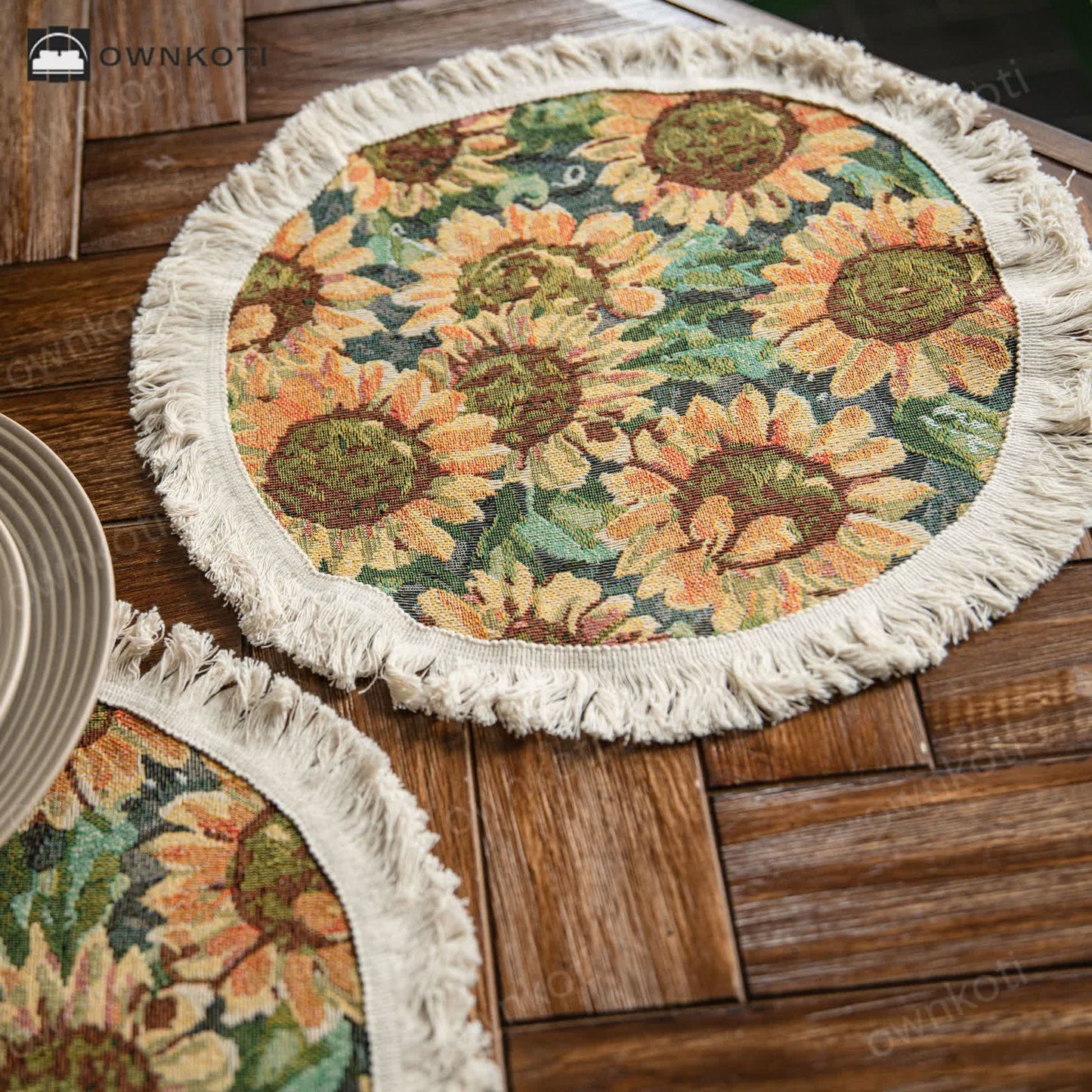 Rural Sunflower Tassel Cotton Linen Placemat