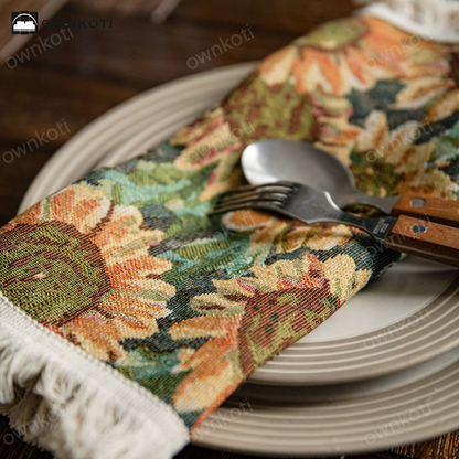 Rural Sunflower Tassel Cotton Linen Placemat