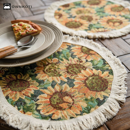 Rural Sunflower Tassel Cotton Linen Placemat