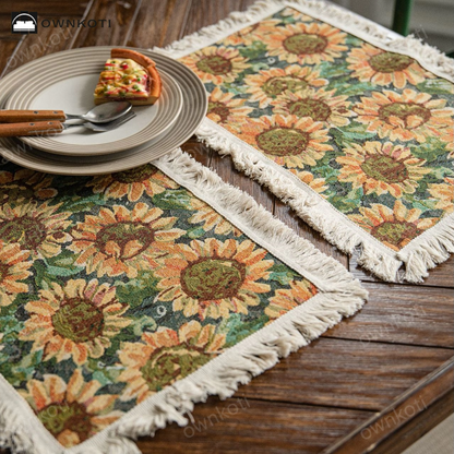 Rural Sunflower Tassel Cotton Linen Placemat