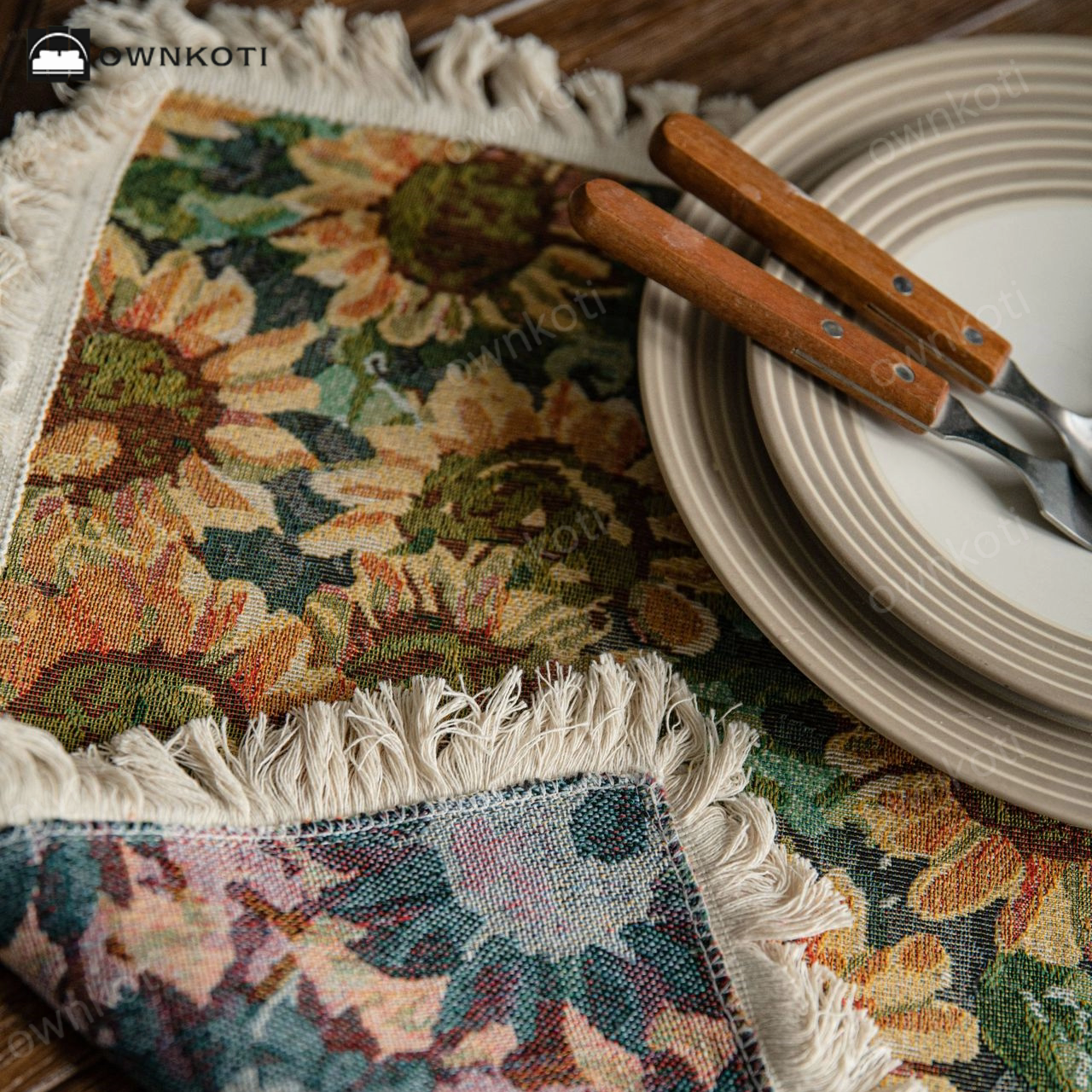 Rural Sunflower Tassel Cotton Linen Placemat