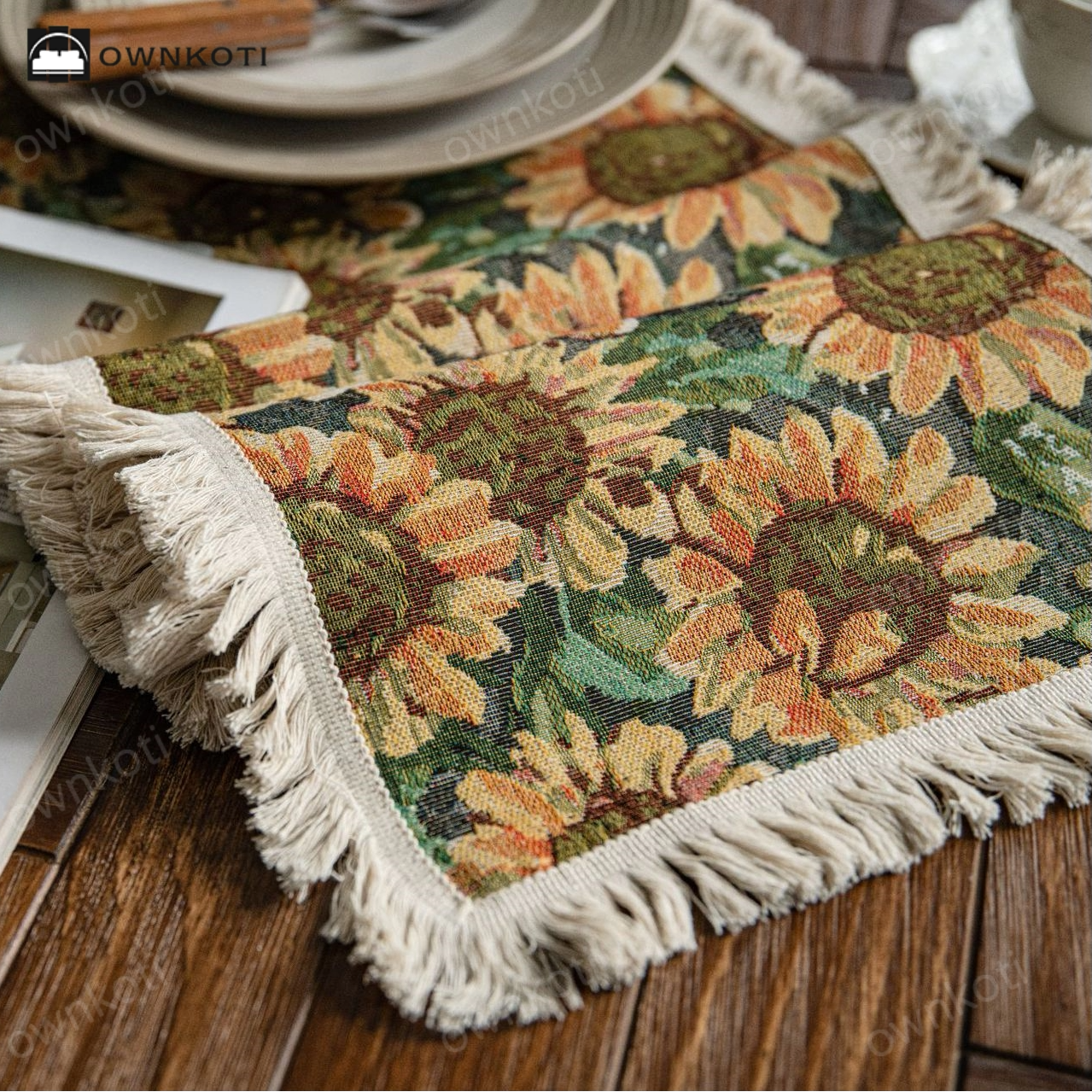 Rural Sunflower Tassel Cotton Linen Placemat