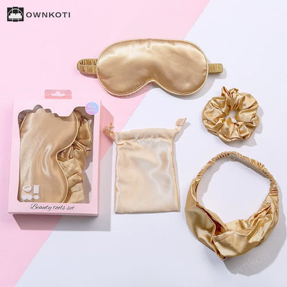 Faux Silk Sleep Eye Mask Travel Set (4 PCS)