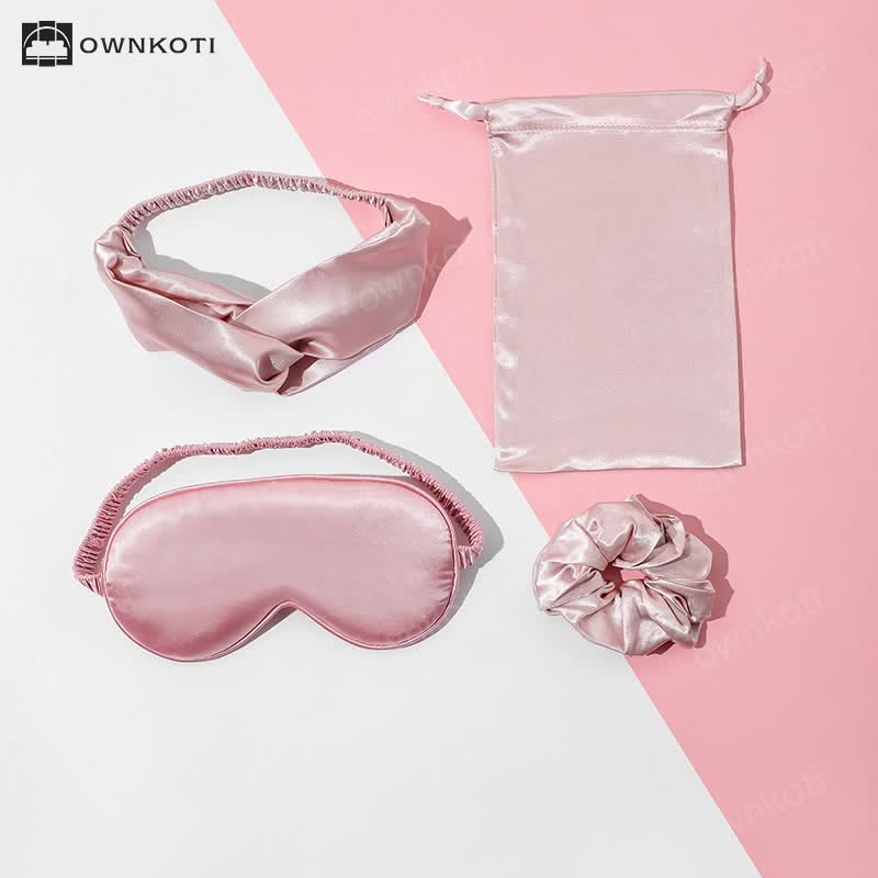 Faux Silk Sleep Eye Mask Travel Set (4 PCS)