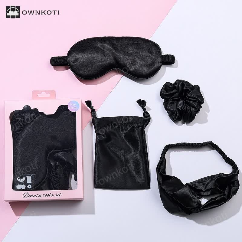 Faux Silk Sleep Eye Mask Travel Set (4 PCS)