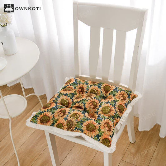 Rural Sunflower Tassel Decorative Floor Cushion