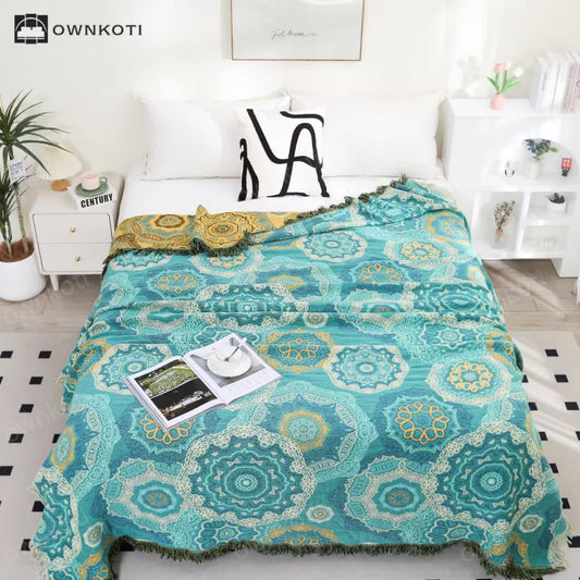 Mandala Cotton Gauze Tassel Soft Quilt