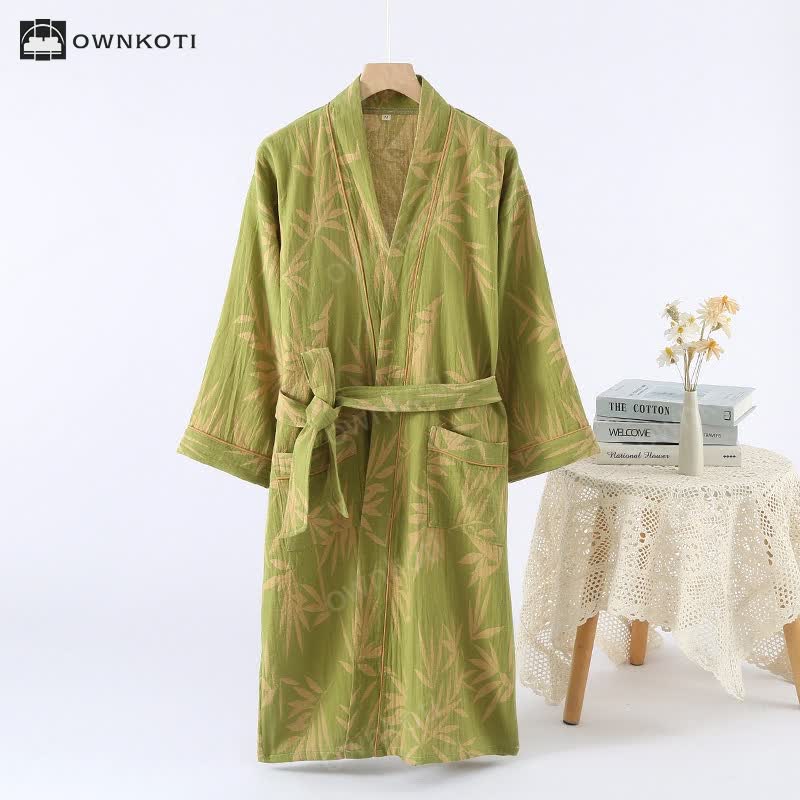 Neutral Style Jacquard Bamboo Cotton Bathrobe