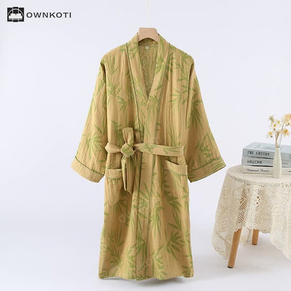 Neutral Style Jacquard Bamboo Cotton Bathrobe