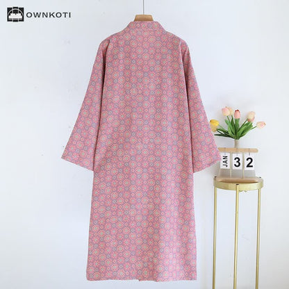 Geometric Kimono Cotton Gauze Bathrobe