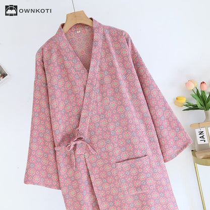 Geometric Kimono Cotton Gauze Bathrobe