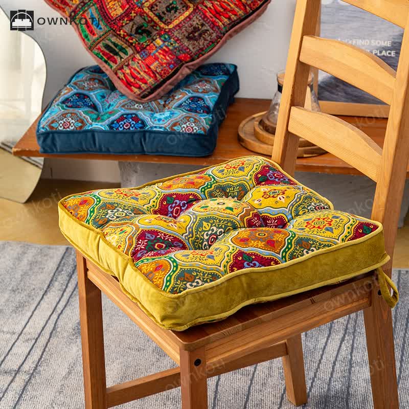 Moroccan Floor Chair Cushion With Tie Straps