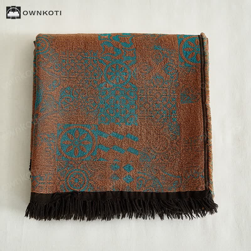 Vintage Luxury Yarn-dyed Pattern Cotton Shawl Blanket