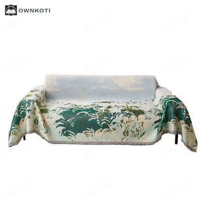 Retro Painting Style Plant Sofa Cover