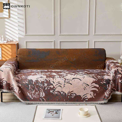 Retro Painting Style Plant Sofa Cover