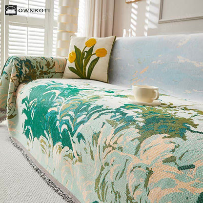 Retro Painting Style Plant Sofa Cover