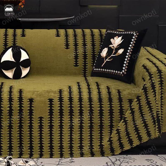 Thick Plush Chenille Stripe Sofa Cover