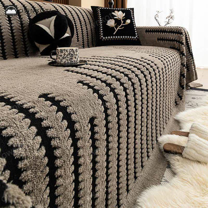 Thick Plush Chenille Stripe Sofa Cover