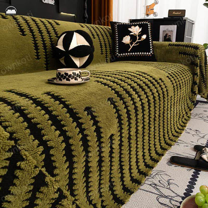 Thick Plush Chenille Stripe Sofa Cover