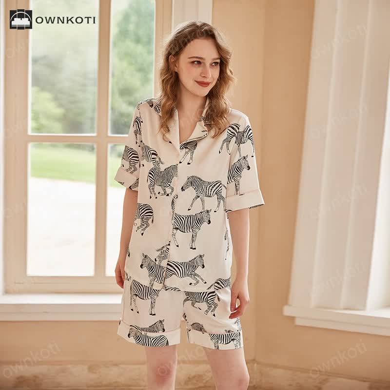 Zebra Casual Short-sleeve Breathable Pajama Set