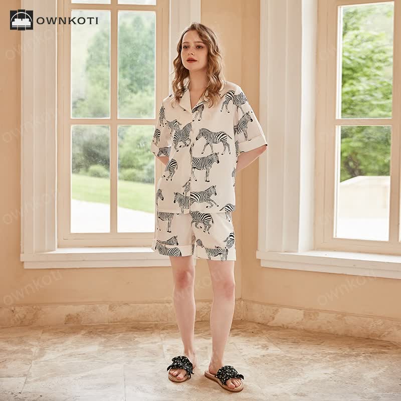 Zebra Casual Short-sleeve Breathable Pajama Set