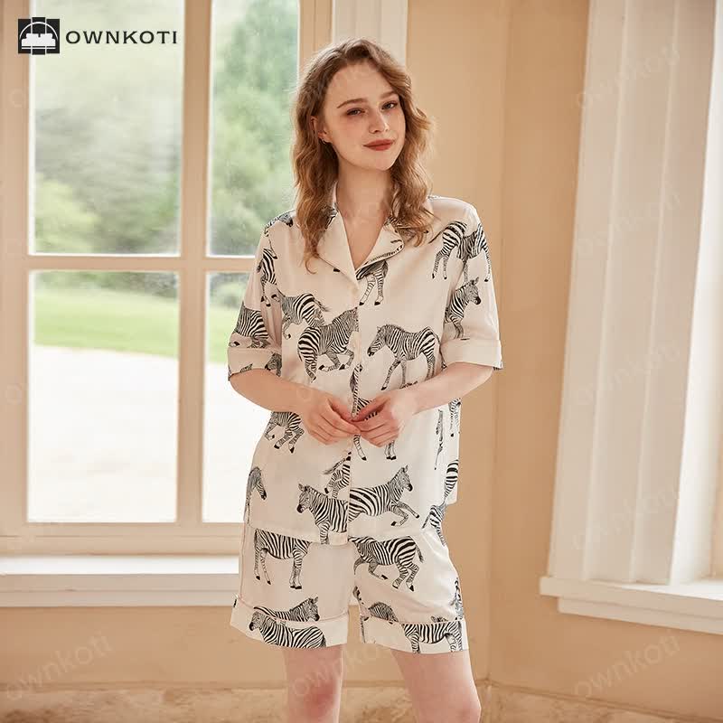 Zebra Casual Short-sleeve Breathable Pajama Set