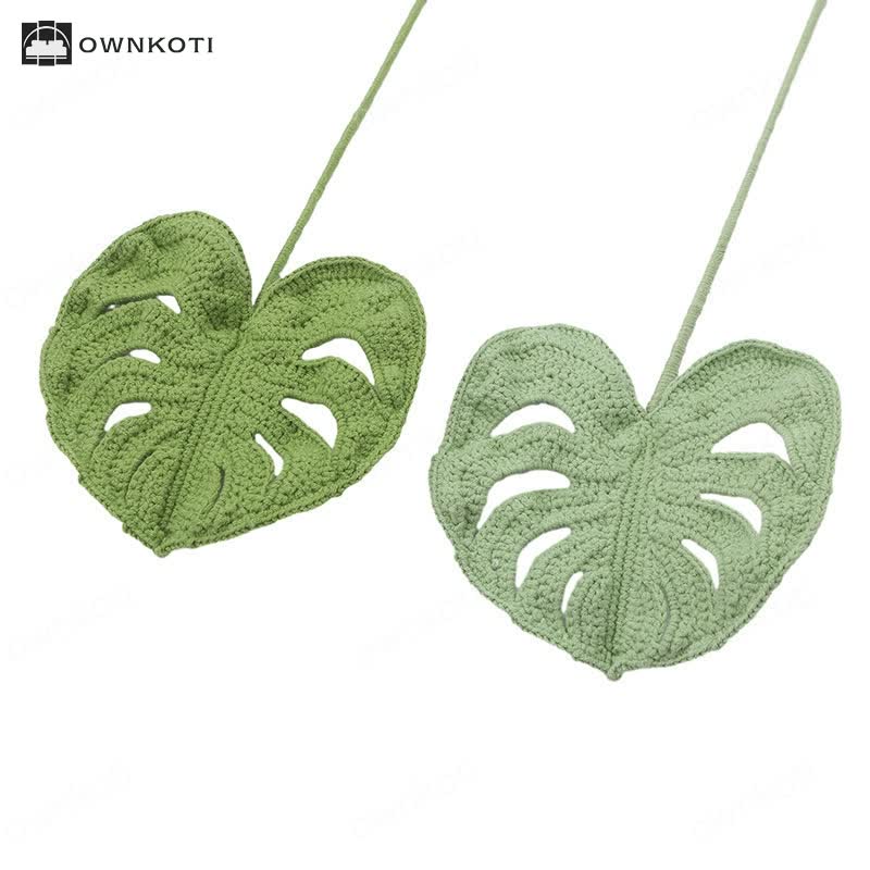 Hand-woven Knitted Yarn Monstera Leaf