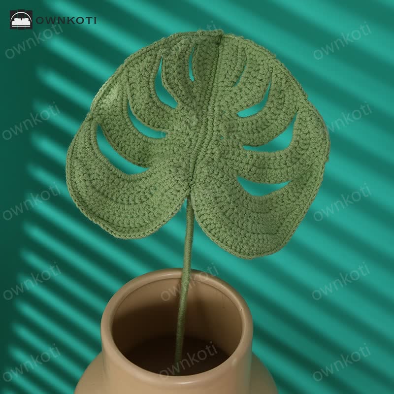 Hand-woven Knitted Yarn Monstera Leaf