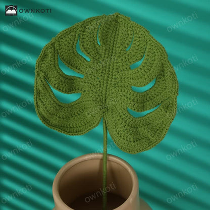 Hand-woven Knitted Yarn Monstera Leaf