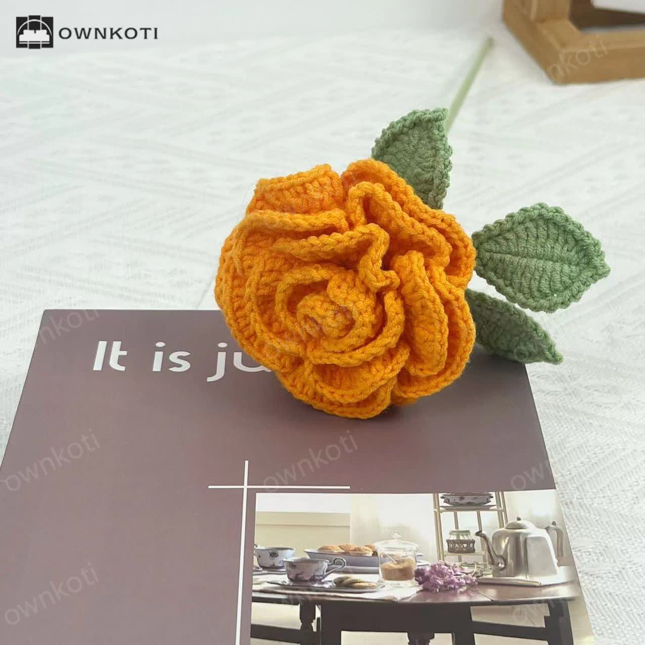 Artificial Rose Hand-crocheted Yarn Ornament