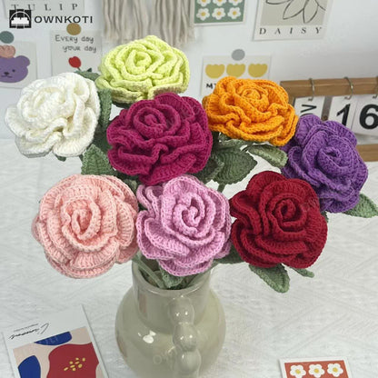 Artificial Rose Hand-crocheted Yarn Ornament