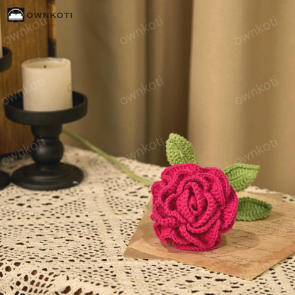 Artificial Rose Hand-crocheted Yarn Ornament