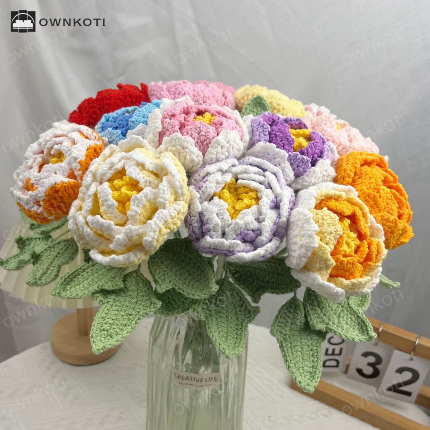 Hand-crocheted Yarn Home Decor Peony Flower