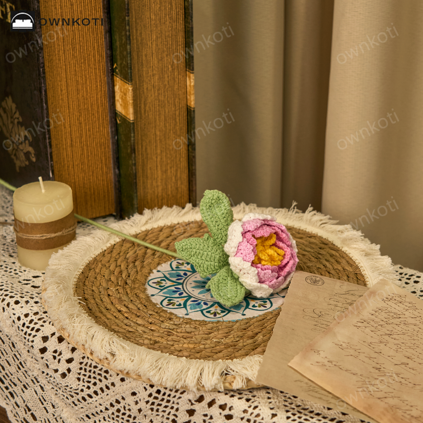 Hand-crocheted Yarn Home Decor Peony Flower