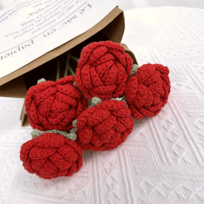 Home Decor Hand-crocheted Yarn Red Rose