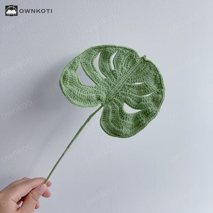 Hand-woven Knitted Yarn Monstera Leaf