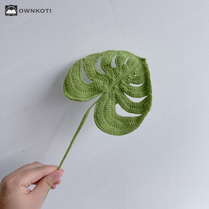 Hand-woven Knitted Yarn Monstera Leaf