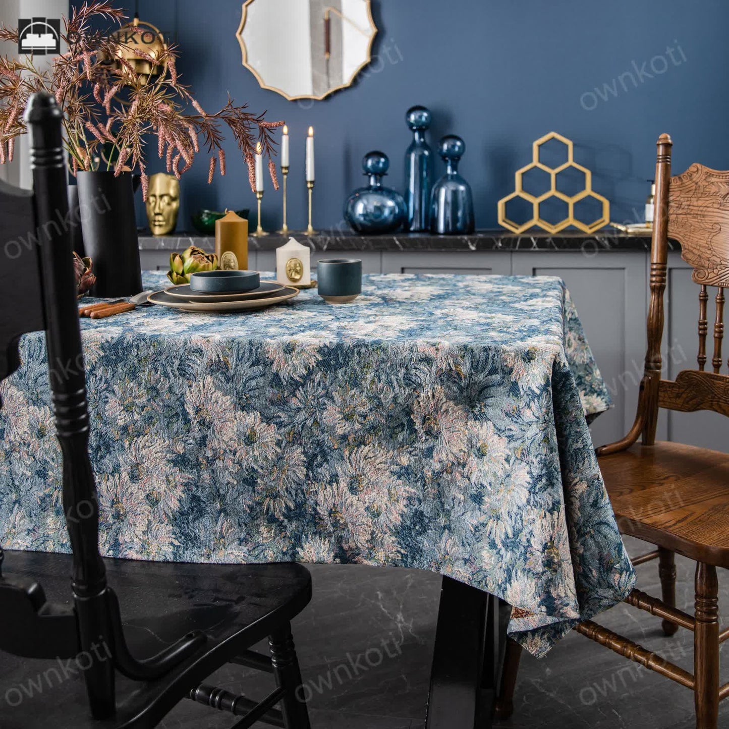 Jacquard Floral Soft Decorative Tablecloth