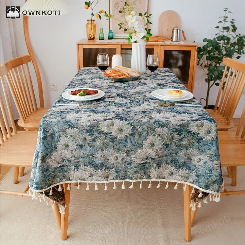 Jacquard Floral Soft Decorative Tablecloth