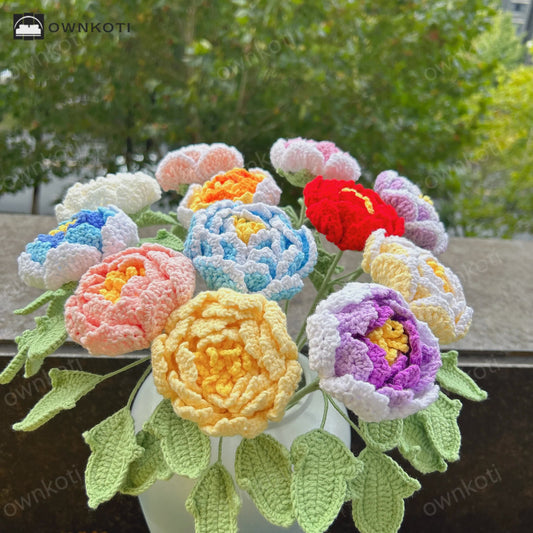 Hand-crocheted Yarn Home Decor Peony Flower